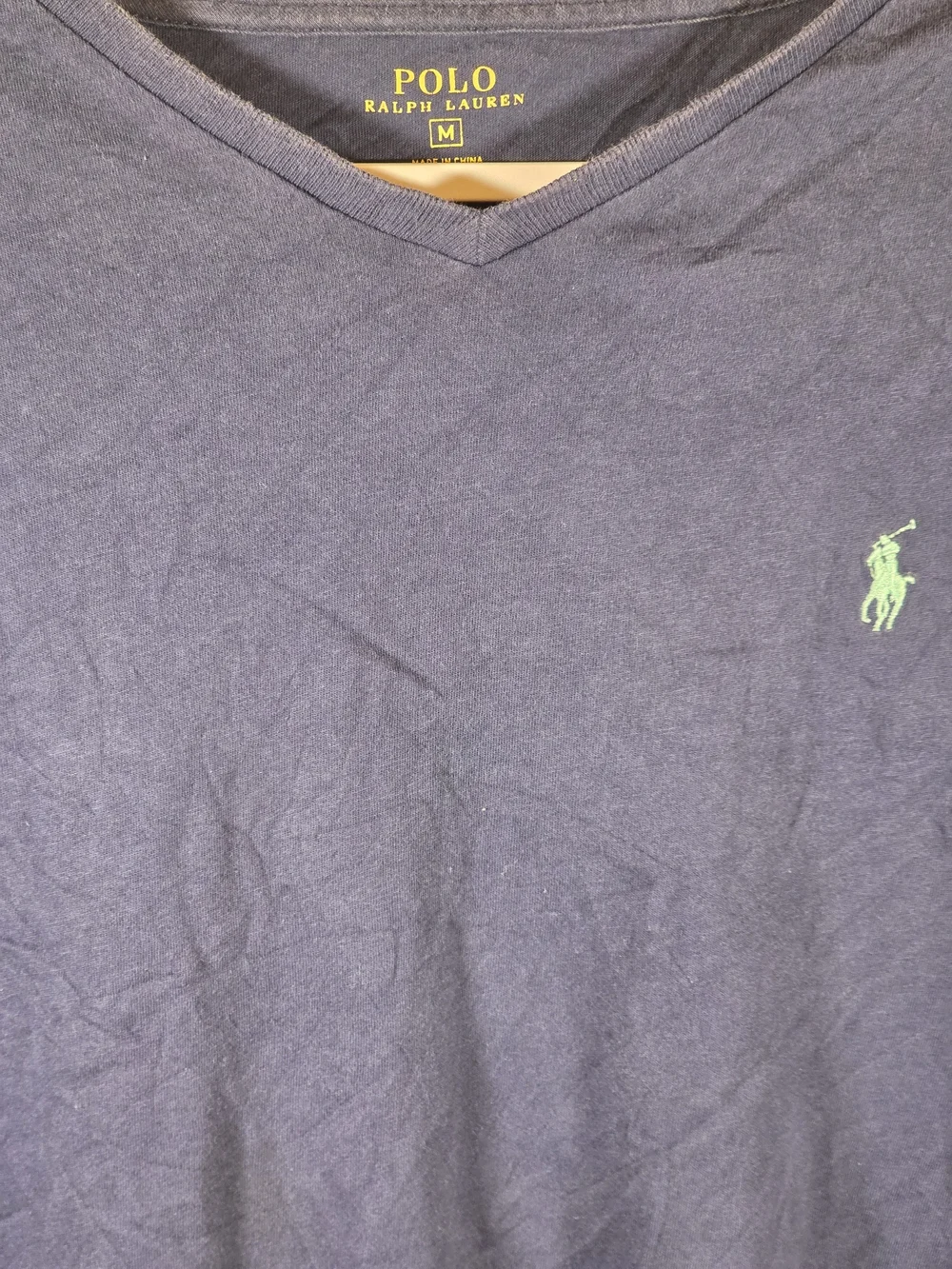 Polo by Ralph Lauren Men’s Navy V‑Neck Tee with Mint Logo